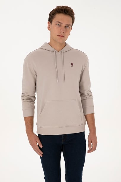 Erkek Comfort Fit Kapüşonlu Taş Basic Sweatshirt