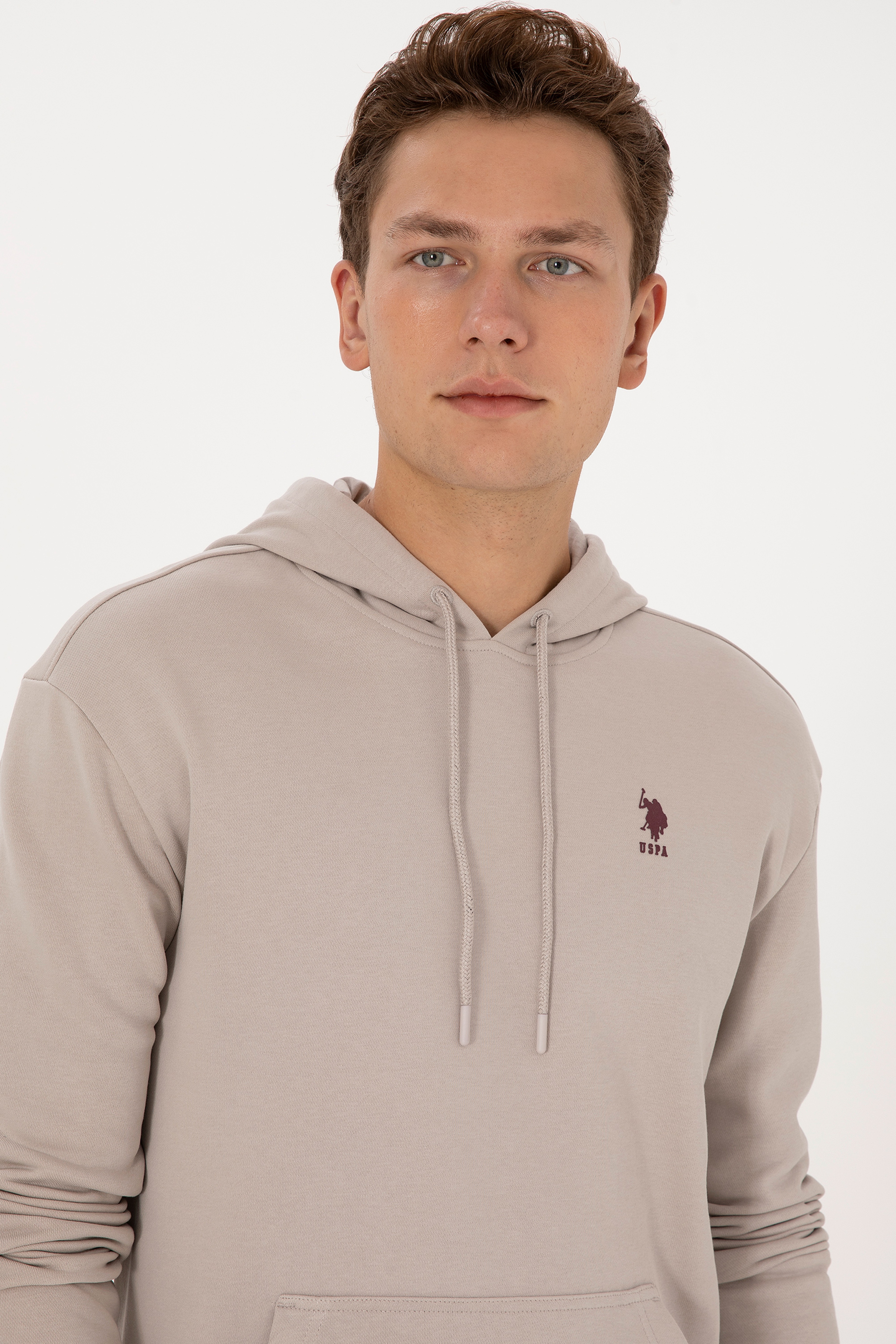 Erkek Comfort Fit Kapüşonlu Taş Basic Sweatshirt - Image 2