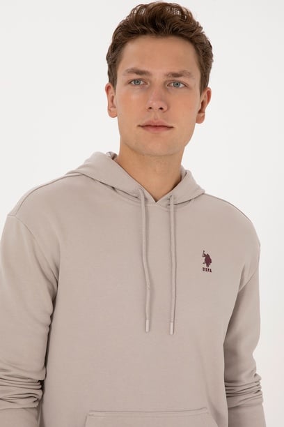 Erkek Comfort Fit Kapüşonlu Taş Basic Sweatshirt