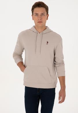 Erkek Comfort Fit Kapüşonlu Taş Basic Sweatshirt - 50313746051