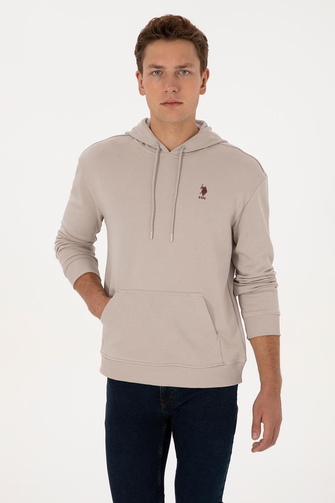 Erkek Comfort Fit Kapüşonlu Taş Basic Sweatshirt