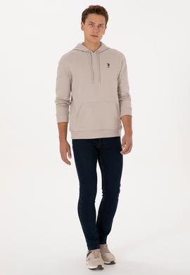 Erkek Comfort Fit Kapüşonlu Taş Basic Sweatshirt - 50313746051