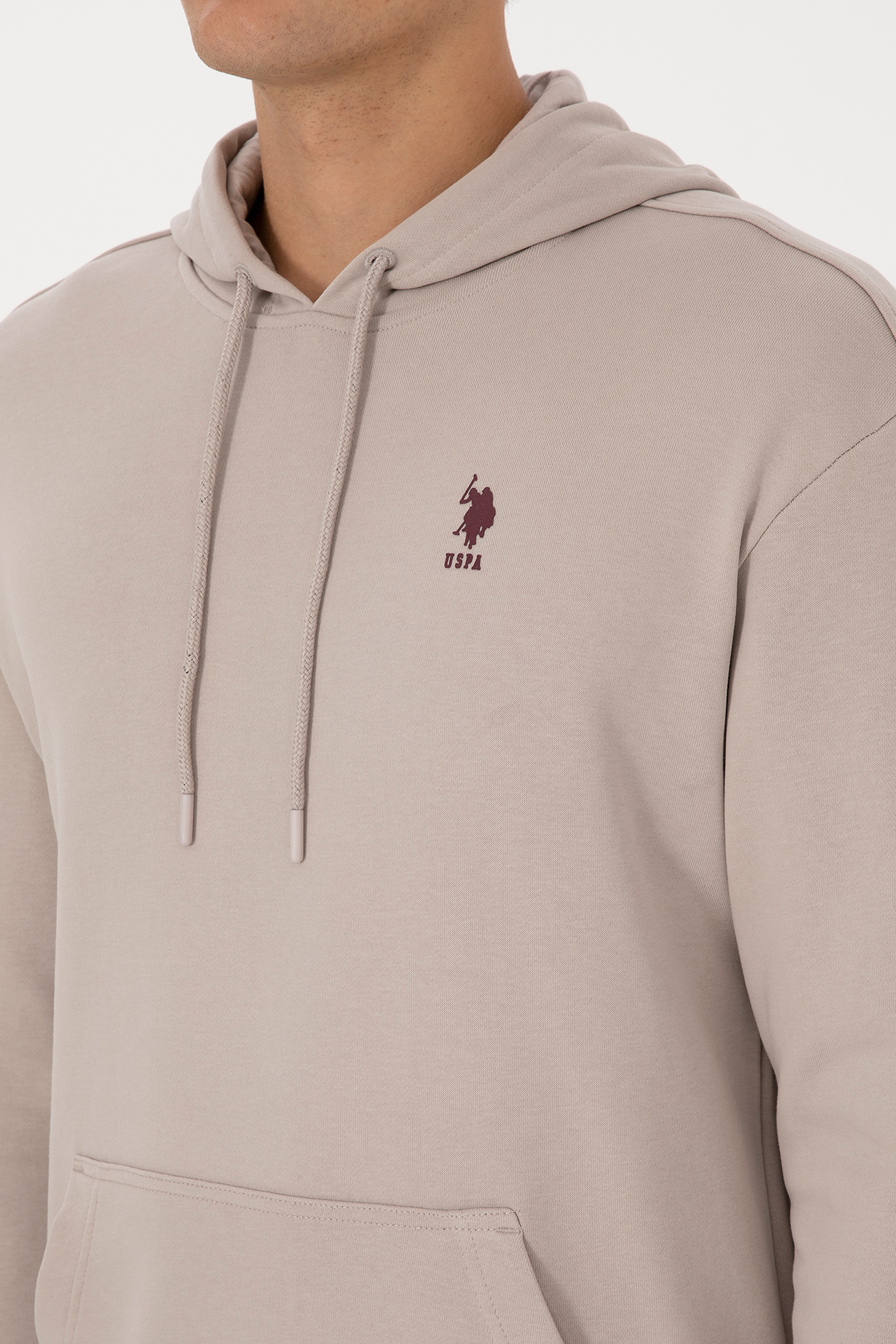Erkek Comfort Fit Kapüşonlu Taş Basic Sweatshirt