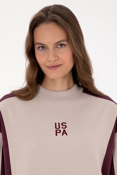 Kadın Bordo Bisiklet Yaka Sweatshirt