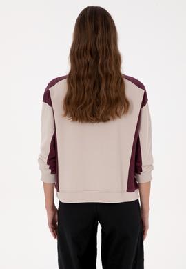 Kadın Bordo Bisiklet Yaka Sweatshirt - 50314951007
