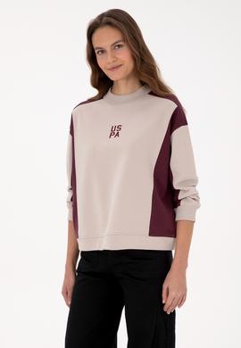 Kadın Bordo Bisiklet Yaka Sweatshirt - 50314951007