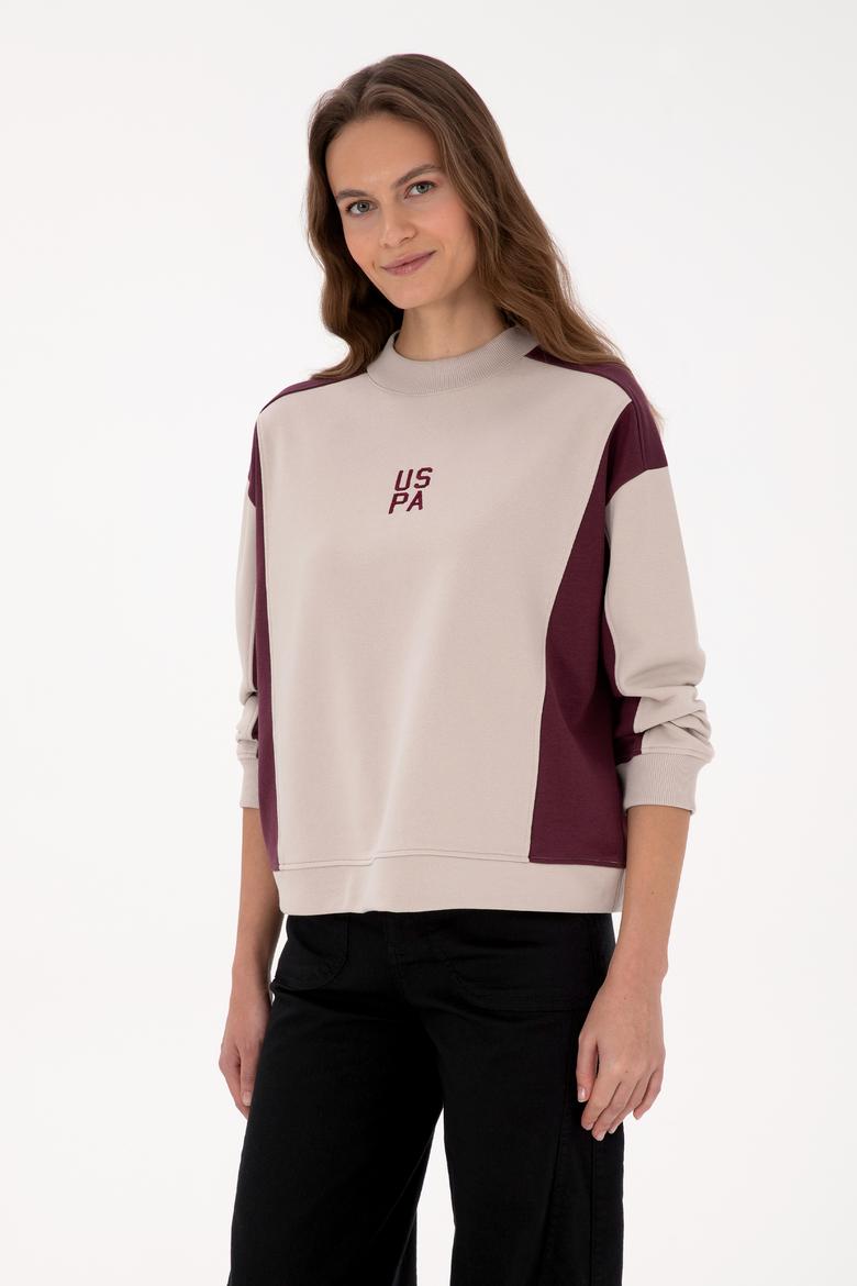 Kadın Bordo Bisiklet Yaka Sweatshirt - 50314951007