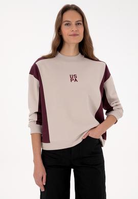 Kadın Bordo Bisiklet Yaka Sweatshirt - 50314951007