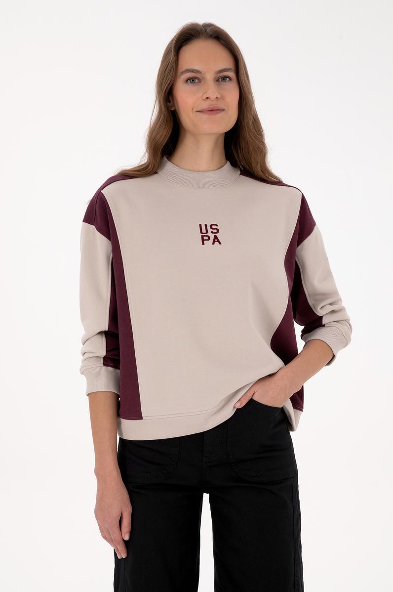 Kadın Bordo Bisiklet Yaka Sweatshirt