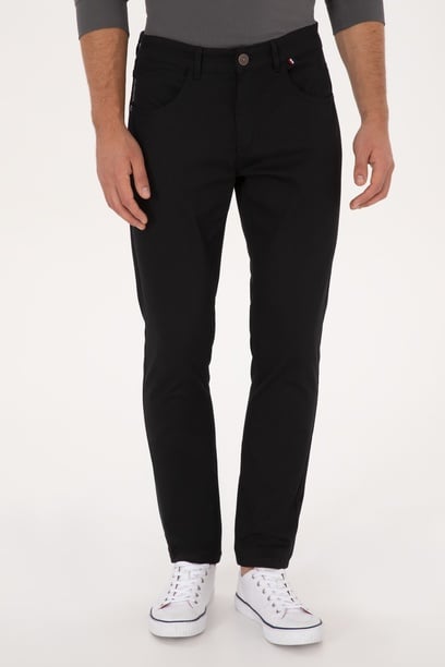 Erkek Siyah Slim Fit Kanvas / Chino Pantolon