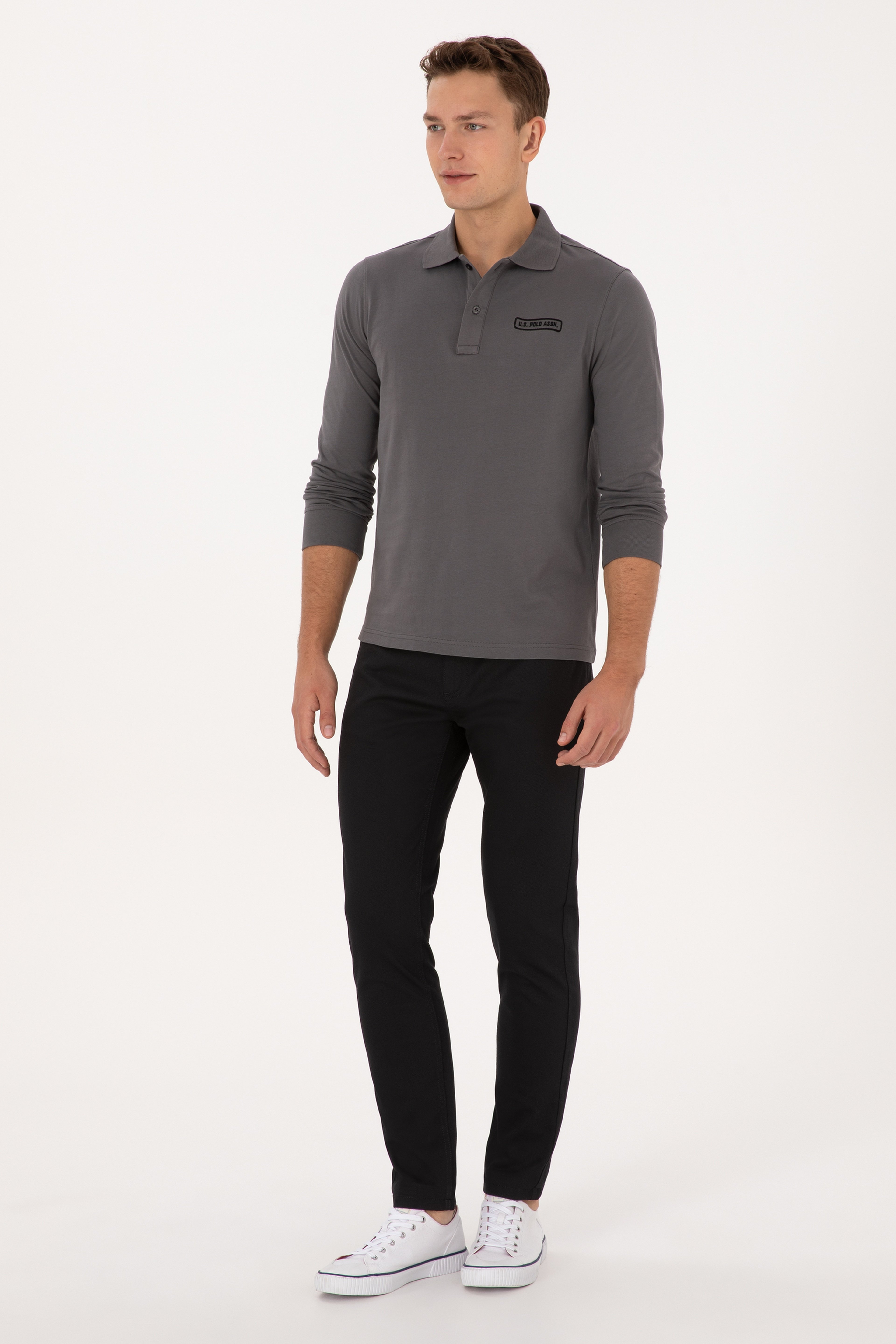 Erkek Siyah Slim Fit Kanvas / Chino Pantolon