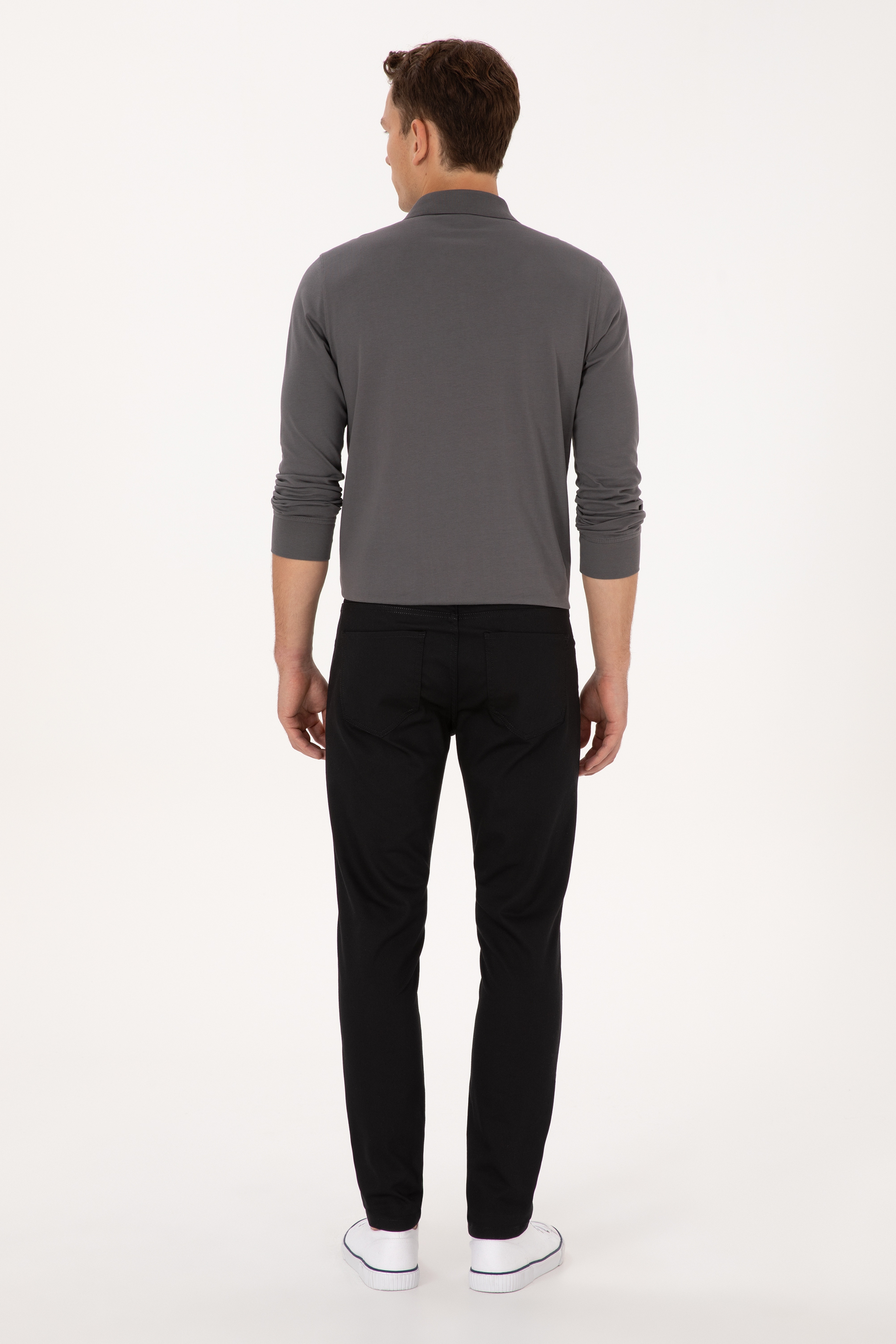 Erkek Siyah Slim Fit Kanvas / Chino Pantolon - Image 4