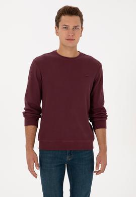 Erkek Regular Fit Bisiklet Yaka Bordo Sweatshirt - 50316390018