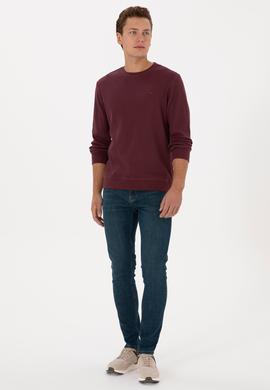 Erkek Regular Fit Bisiklet Yaka Bordo Sweatshirt - 50316390018