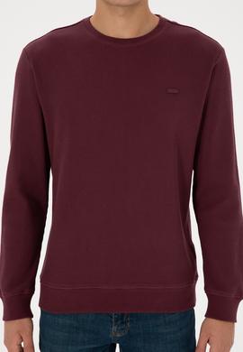 Erkek Regular Fit Bisiklet Yaka Bordo Sweatshirt - 50316390018