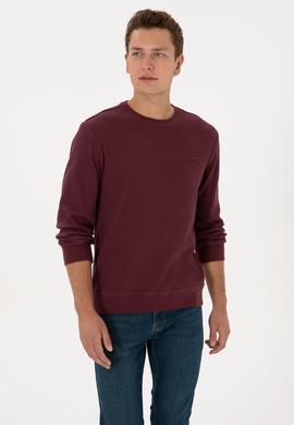 Erkek Regular Fit Bisiklet Yaka Bordo Sweatshirt - 50316390018