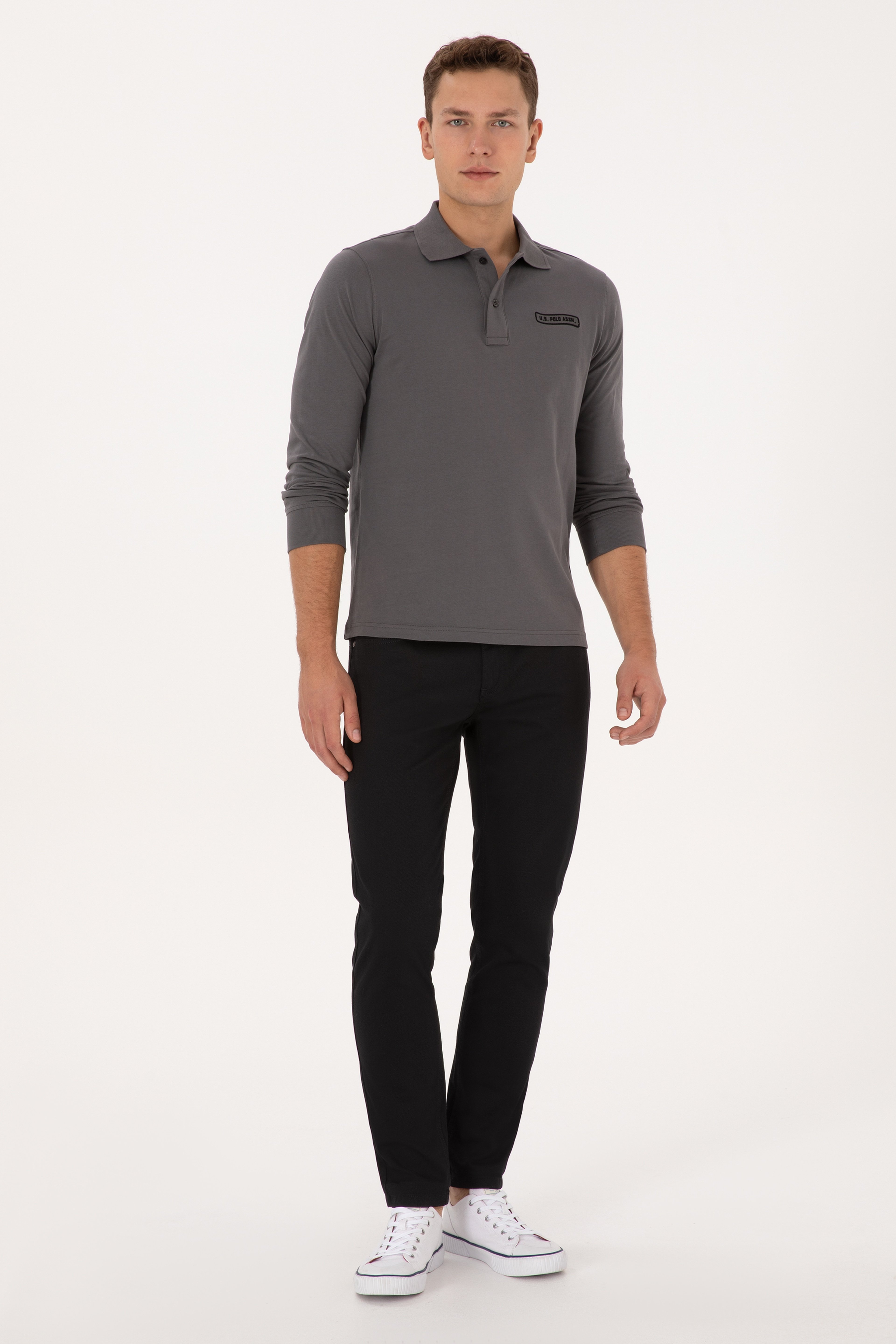 Erkek Siyah Slim Fit Kanvas / Chino Pantolon - Image 1