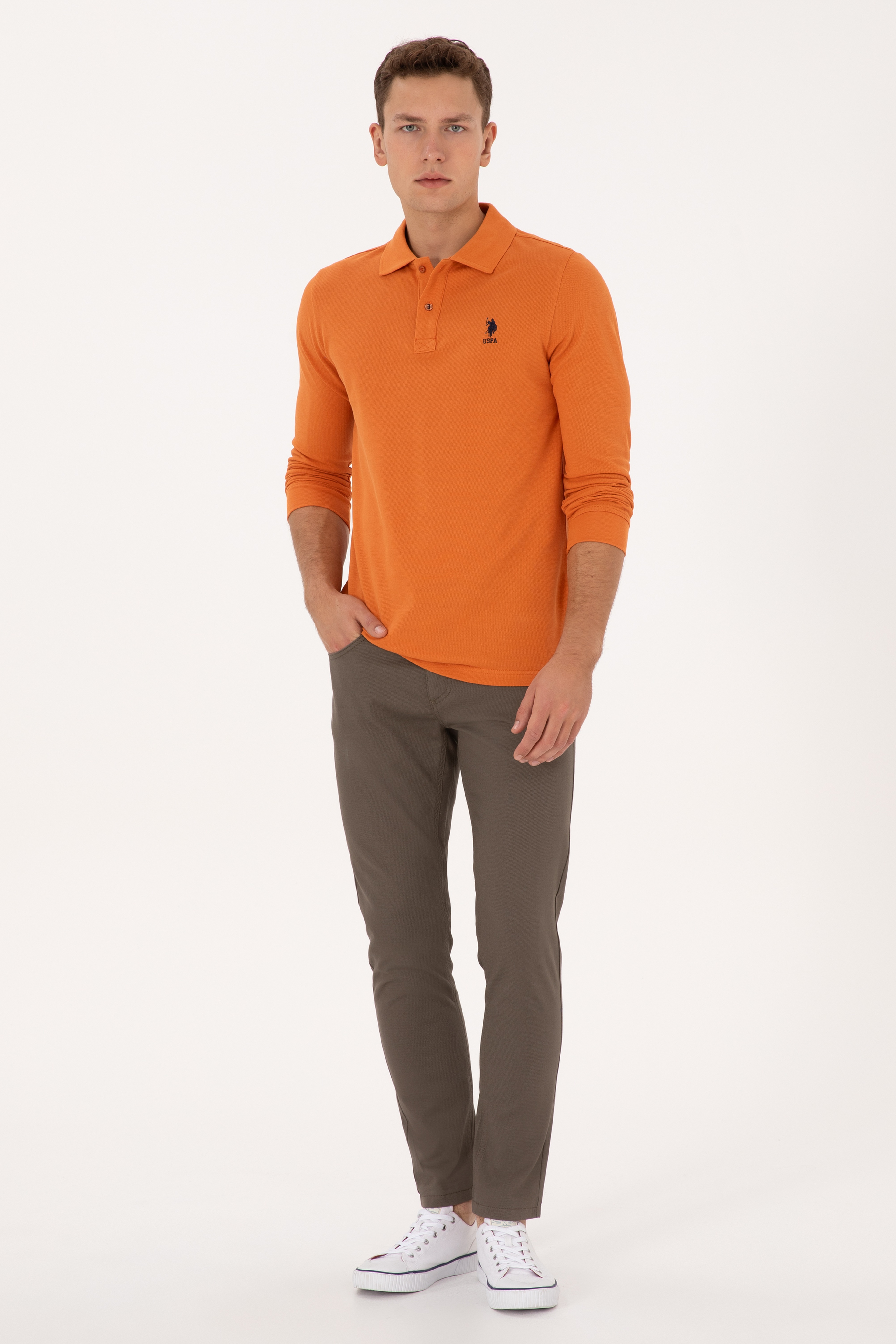 Erkek Vizon Slim Fit Kanvas / Chino Pantolon - Image 1