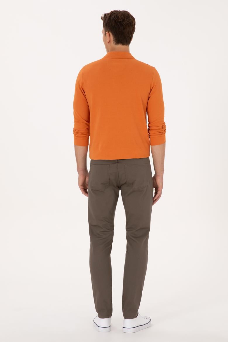 Erkek Vizon Slim Fit Kanvas / Chino Pantolon - 50316835220