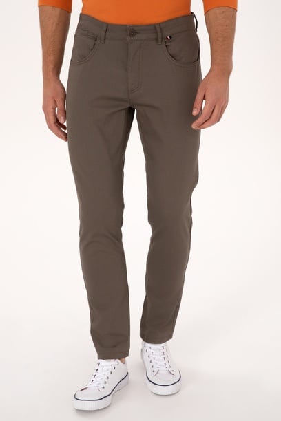 Erkek Vizon Slim Fit Kanvas / Chino Pantolon