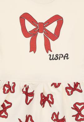 Kız Çocuk Krem Yılbaşı Temalı Örme Elbise - 50318063012