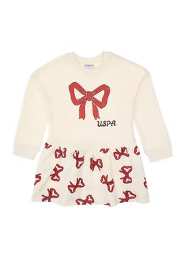 Kız Çocuk Krem Yılbaşı Temalı Örme Elbise - 50318063012