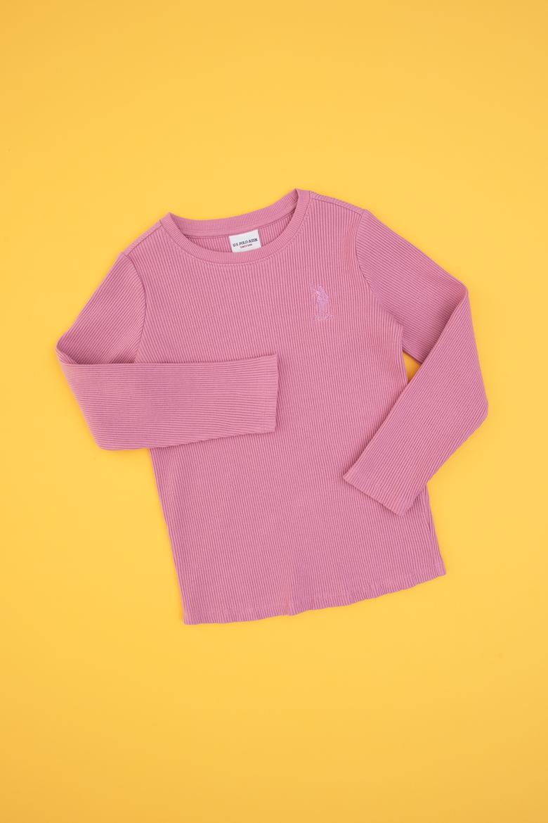 Kız Çocuk Pembe Bisiklet Yaka Sweatshirt - 50317982023