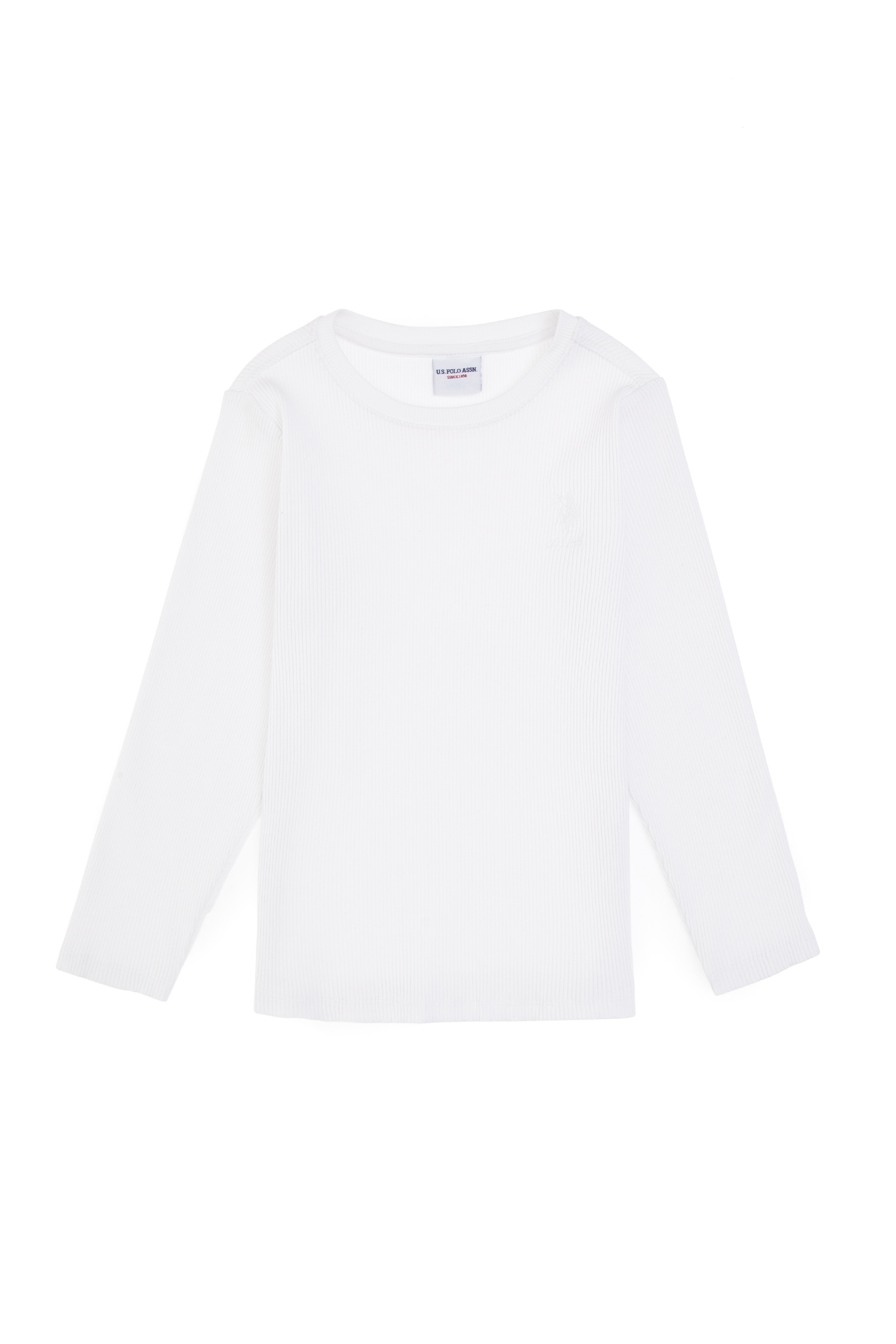 Kız Çocuk Beyaz Bisiklet Yaka Sweatshirt - Image 4