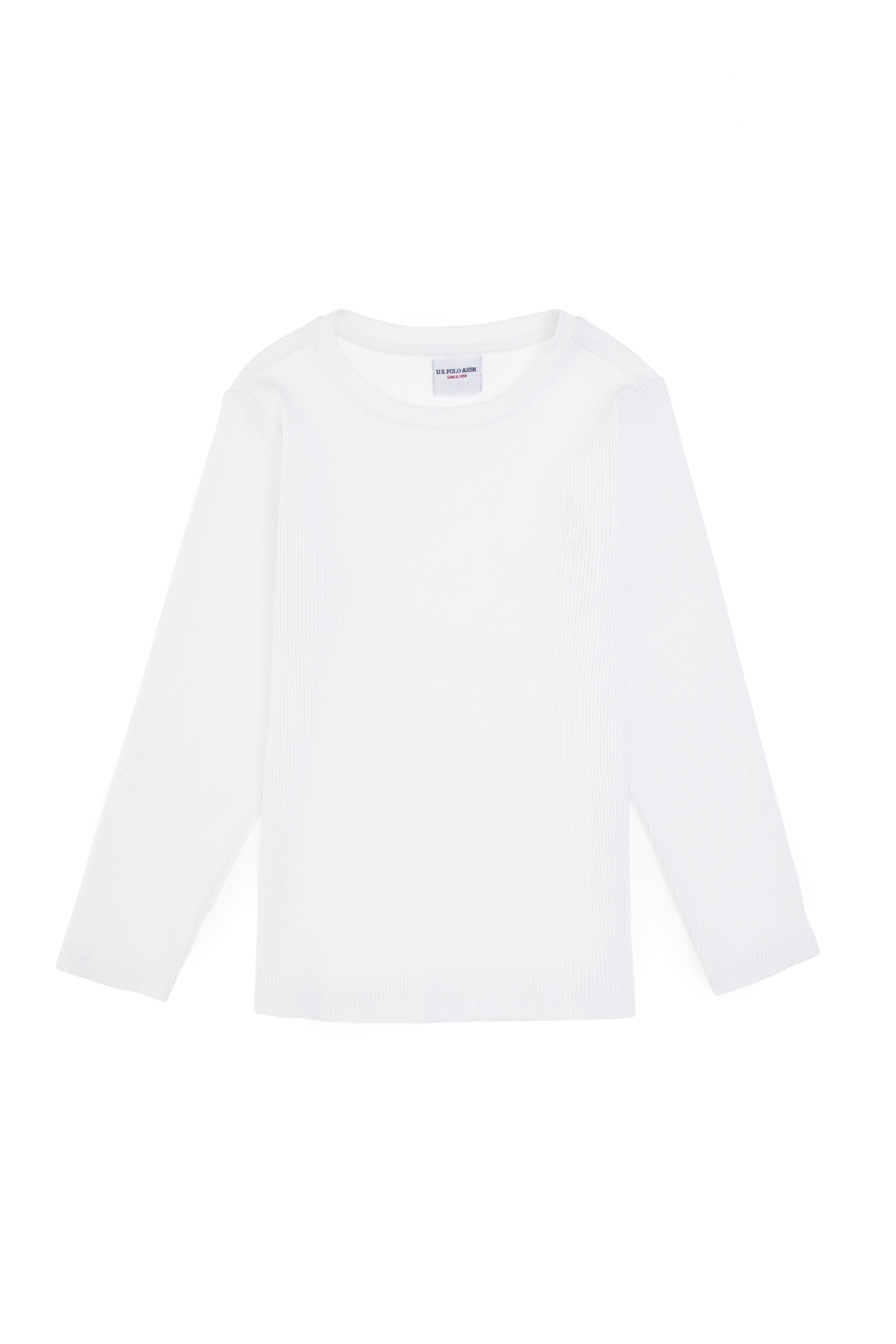 Kız Çocuk Beyaz Bisiklet Yaka Sweatshirt