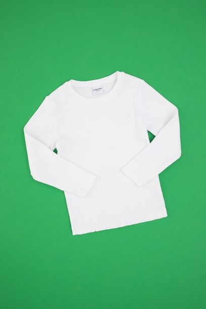 Kız Çocuk Beyaz Bisiklet Yaka Sweatshirt