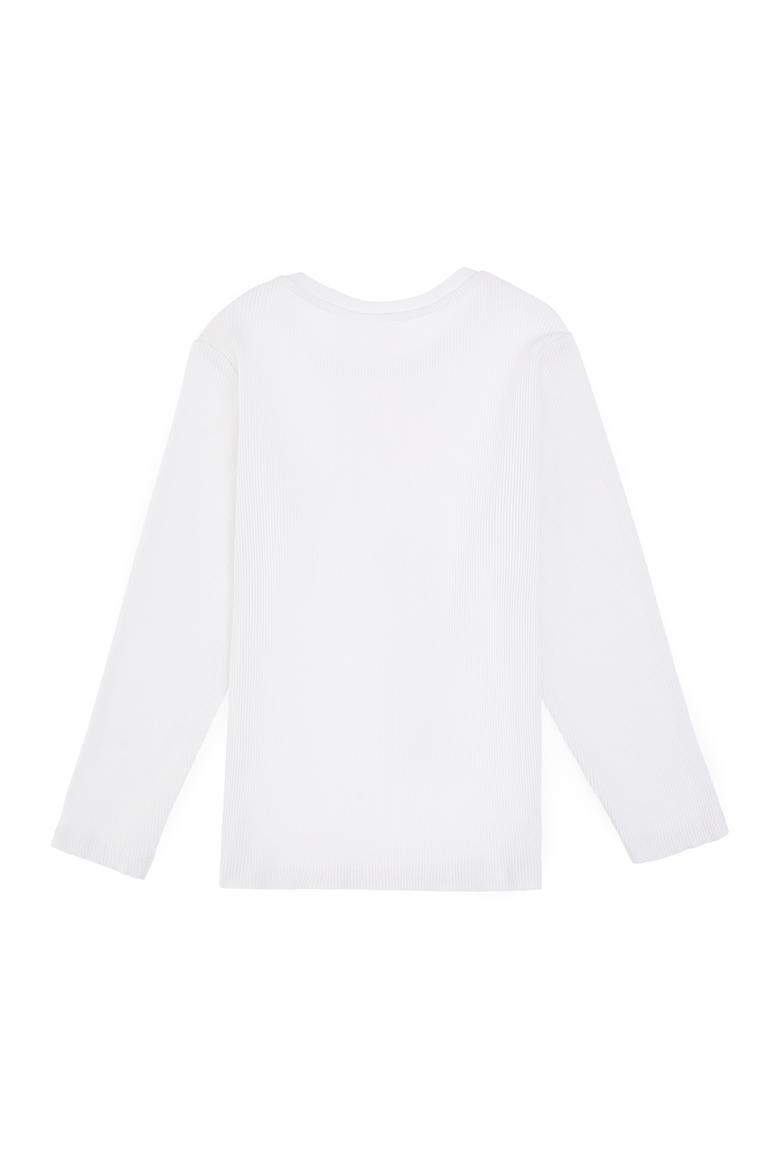 Kız Çocuk Beyaz Bisiklet Yaka Sweatshirt - 50317982011