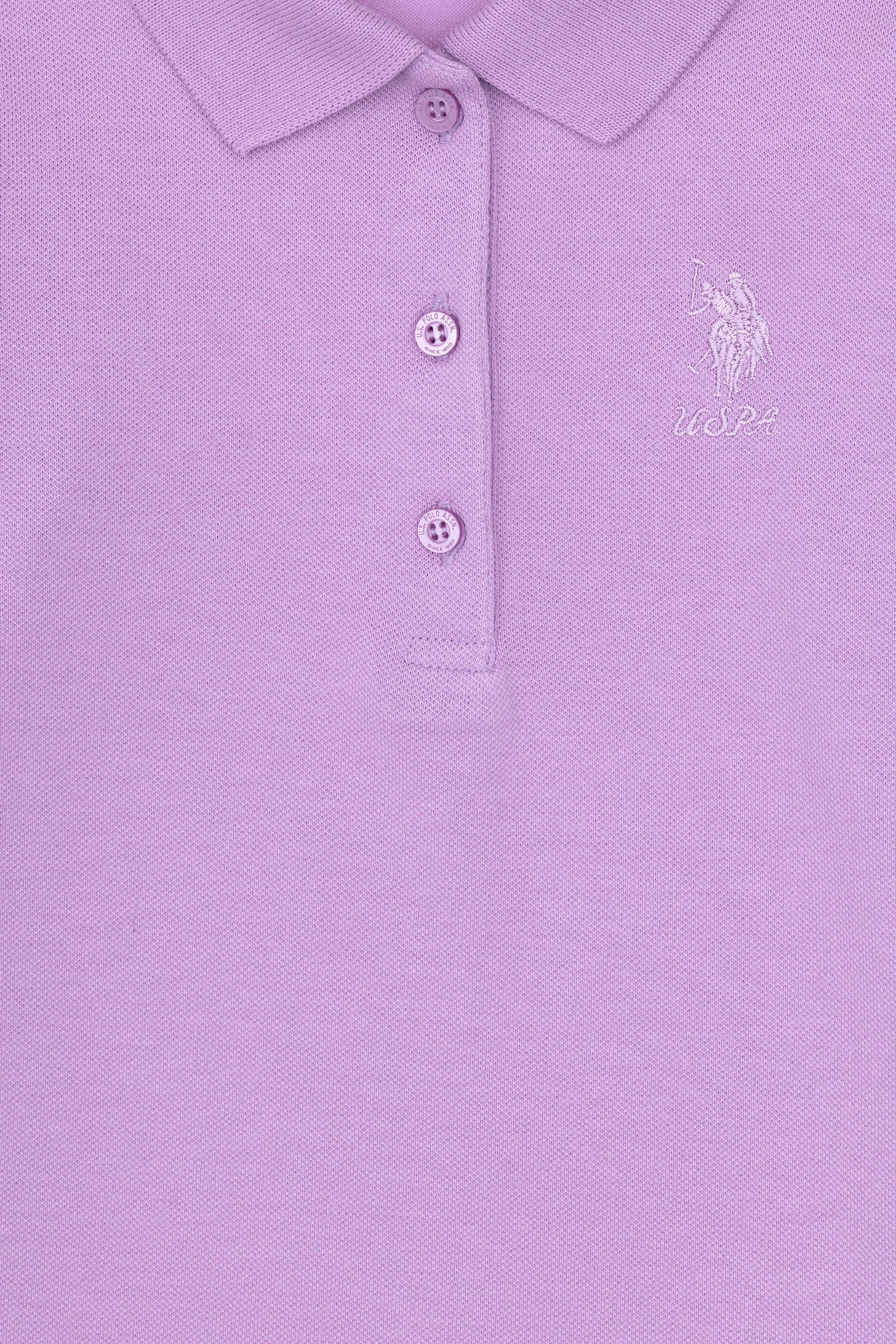 Kız Çocuk Lila Polo Yaka Basic Sweatshirt