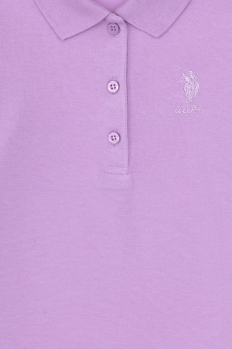 Kız Çocuk Lila Polo Yaka Basic Sweatshirt