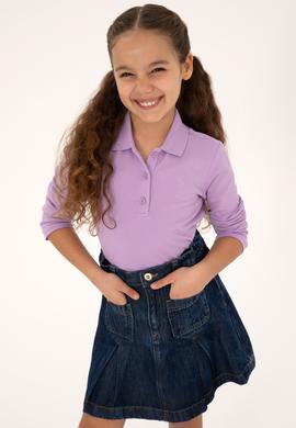 Kız Çocuk Lila Polo Yaka Basic Sweatshirt - 50316836045