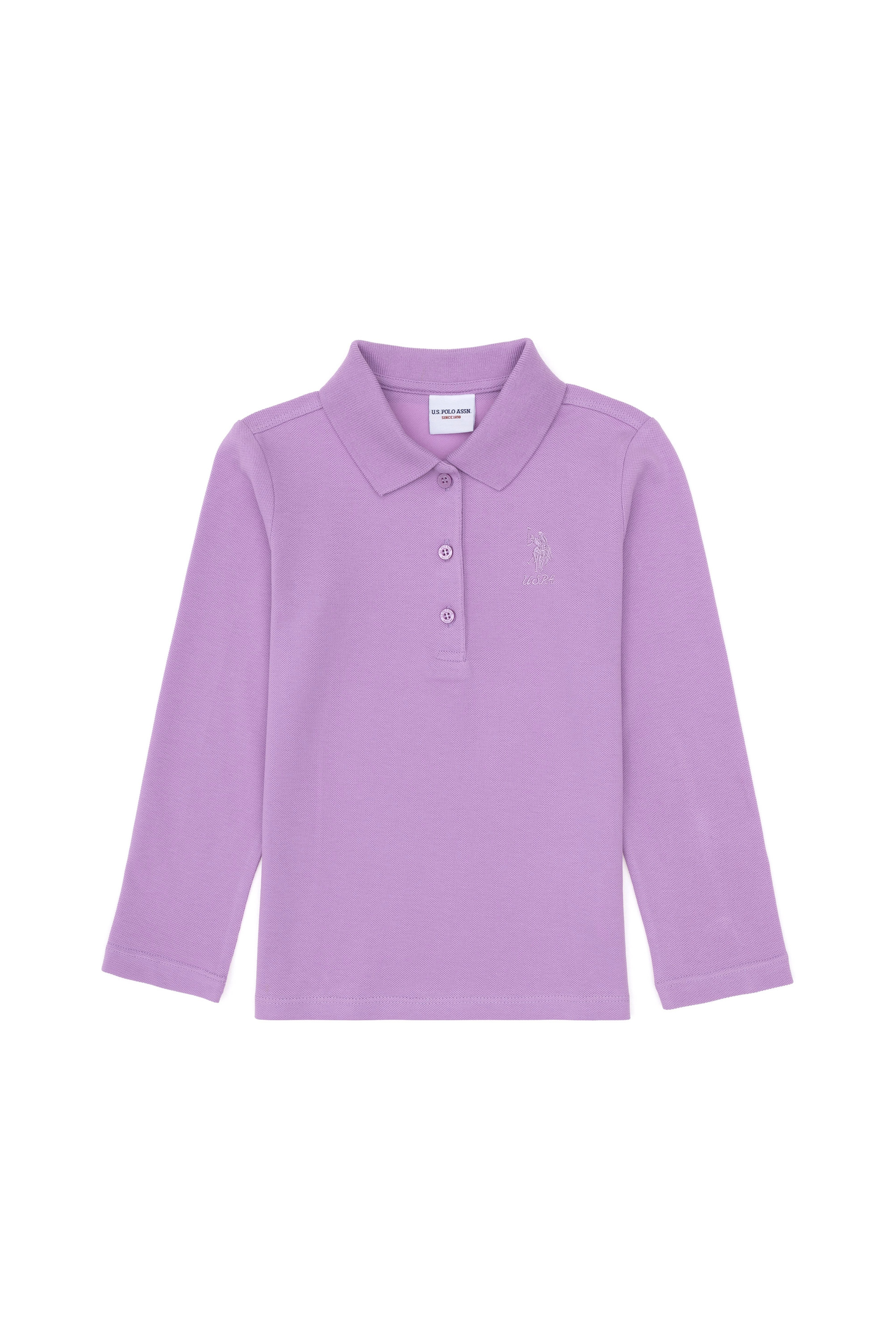 Kız Çocuk Lila Polo Yaka Basic Sweatshirt - Image 3