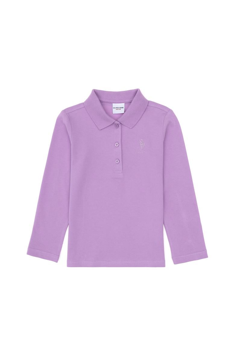 Kız Çocuk Lila Polo Yaka Basic Sweatshirt - 50316836045