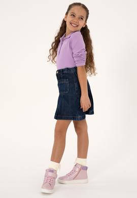 Kız Çocuk Lila Polo Yaka Basic Sweatshirt - 50316836045