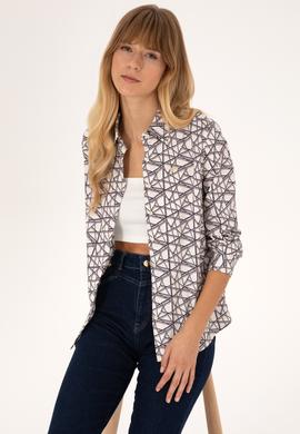 Kadın Krem Uzun Kollu Gömlek - 50316376014