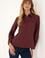 Kadın Bordo Uzun Kollu Basic Gömlek