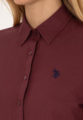 Kadın Bordo Uzun Kollu Basic Gömlek - 50316711122