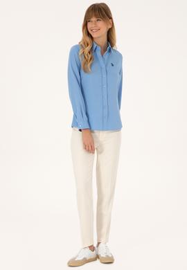Kadın Açık Mavi Uzun Kollu Basic Gömlek - 50316711010