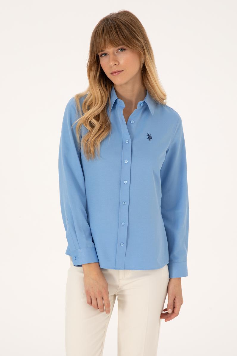 Kadın Açık Mavi Uzun Kollu Basic Gömlek