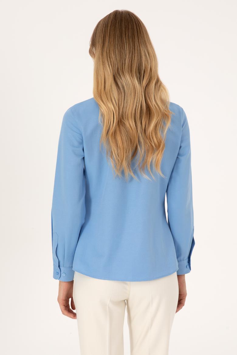 Kadın Açık Mavi Uzun Kollu Basic Gömlek - 50316711010