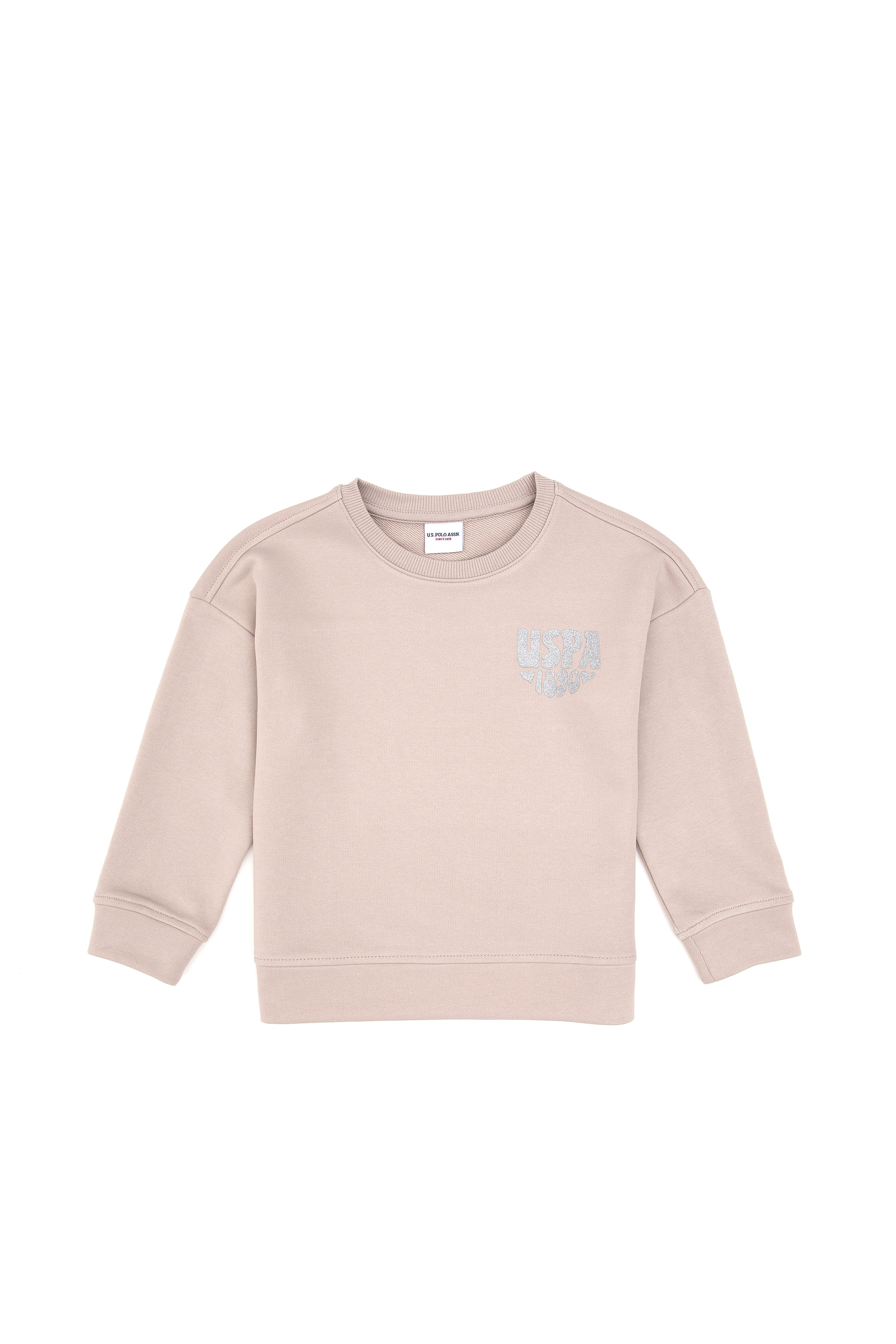 Kız Çocuk Taş Simli Baskı Detaylı Bisiklet Yaka Basic Sweatshirt - Image 4
