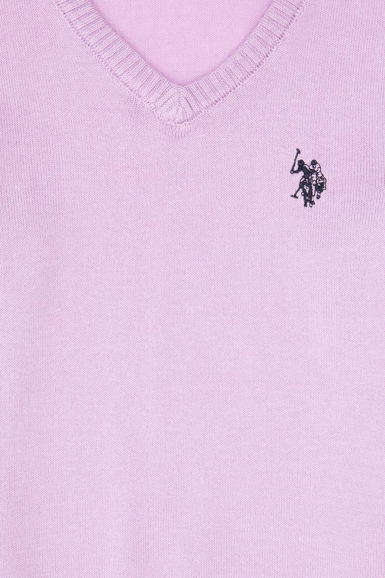 Kız Çocuk Lila V Yaka Basic Kazak - 50316777031
