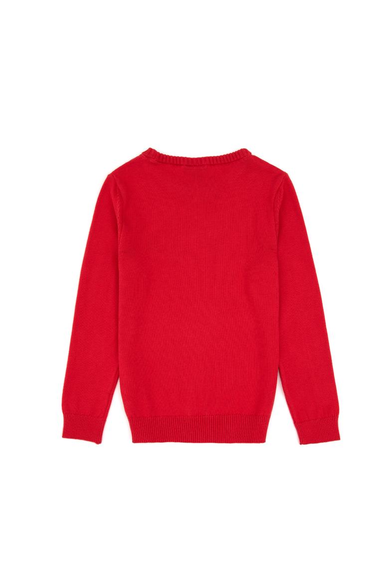 Kız Çocuk Kırmızı Bisiklet Yaka Basic Kazak - 50316808057