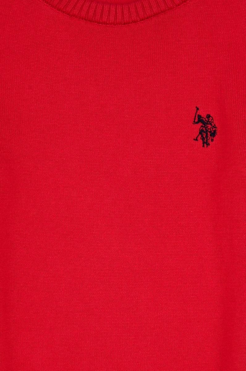 Kız Çocuk Kırmızı Bisiklet Yaka Basic Kazak