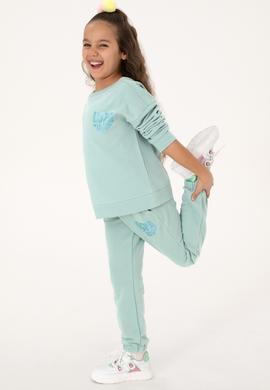 Kız Çocuk Mint Simli Baskı Detaylı Jogger Eşofman Altı - 50316849049