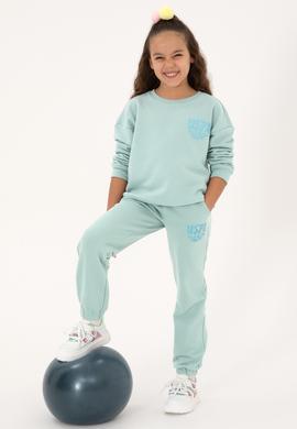 Kız Çocuk Mint Simli Baskı Detaylı Jogger Eşofman Altı - 50316849049