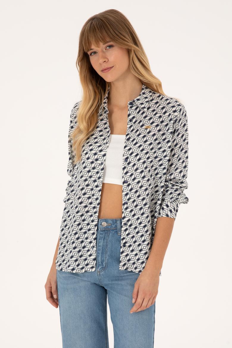 Kadın Lacivert Uzun Kollu Gömlek - 50316370026